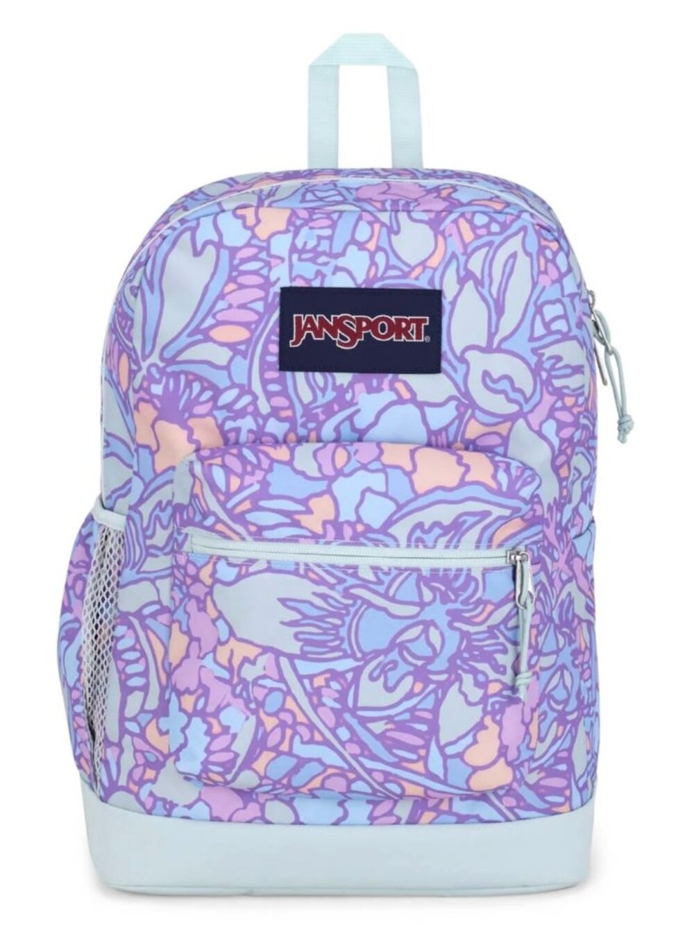 New JanSport Cross Town Plus 17" Backpack Fluid Floral Pastel Purple Blue